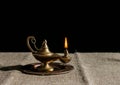 Burning magic lamp of aladdin