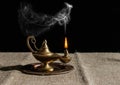 Burning magic lamp of aladdin