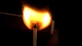 Burning match, bright firelight Royalty Free Stock Photo