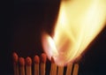 Burning match, chain reaction Royalty Free Stock Photo