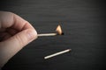 Burning Match and Matches House Royalty Free Stock Photo