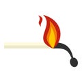 Burning match icon isolated