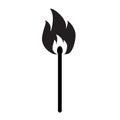 Burning match icon on white background. burning match stick sign. lucifer match symbol. flat style