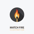 Match Stick with Fire on Circle