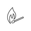 Burning match line icon