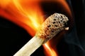 Burning match macro Royalty Free Stock Photo