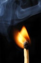 Match flame and smoke Royalty Free Stock Photo