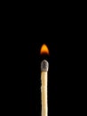Burning matches closeup isolated on a black Royalty Free Stock Photo