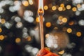 Burning matches pair on yellow bokeh blurred background.Transience of time symbol. Love and passion concept.