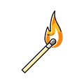 burning matchstick color icon vector illustration