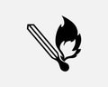 Burning Matchstick Light Match Stick Fire Flame Burn Black White Silhouette Symbol Icon Sign Graphic Clipart Royalty Free Stock Photo