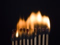 Burning matchsticks