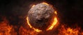 Burning meteorite or asteroid in space