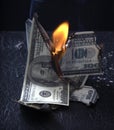 Burning of money Royalty Free Stock Photo