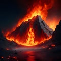 A burning mountain and a great fire AI Generated image