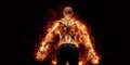 Burning muscular male bodybuilder back