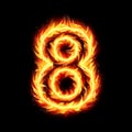 Burning Number eight Fire Flames effect Illustration On a black background, Burning Number eight On A Black Background