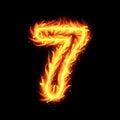 Burning Number Seven Fire Flames effect Illustration On a black background, Burning Number Seven On A Black Background