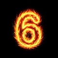 Burning Number Six Fire Flames effect Illustration On a black background, Burning Number Six On A Black Background