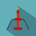 Burning oil gas flare icon, flat style