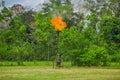 Burning oil gas flare near Limoncocha National Park in the Amazon rainforest in Ecuador Royalty Free Stock Photo