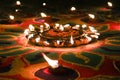 Diwali light festival burning oil lamps