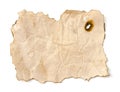 Burning old paper sheet isolated on white Royalty Free Stock Photo