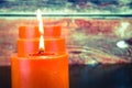 Burning orange candles