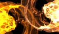 Burning orange hot energy animated ,Fire Particles over black background