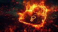 Burning padlock on printed circuit board symbolizing data breach Royalty Free Stock Photo