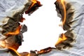 burning paper. isolated burn empty hole Royalty Free Stock Photo