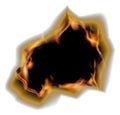 Burning parchment. Paper fire hole realistic mockup