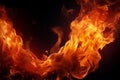 Burning passion Closeup of fire flames on black isolated background