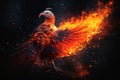 A burning Phoenix birds from the ashes created with generative AI technology