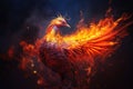 A burning Phoenix birds from the ashes created with generative AI technology