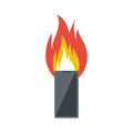 Burning phone. Fire and smartphone vector