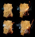 Burning piece of crumpled paper Royalty Free Stock Photo