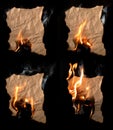 Burning piece of crumpled paper Royalty Free Stock Photo