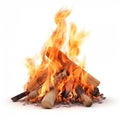 Burning pile of charcoal and firewood Royalty Free Stock Photo