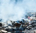 Burning pile of garbage, cause of air pollution. Pollution concept. Rubbish