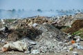 Burning pile of garbage, cause of air pollution. Pollution concept. Rubbish Royalty Free Stock Photo