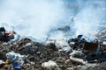 Burning pile of garbage, cause of air pollution. Pollution concept. Rubbish