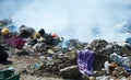 Burning pile of garbage, cause of air pollution. Pollution concept. Rubbish