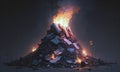 Burning Pile Of Garbage. Generative AI Royalty Free Stock Photo