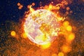 Burning planet earth fire inferno. Global warming and environmental disaster concept Royalty Free Stock Photo