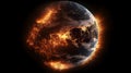 Burning planet, environmental destruction concept