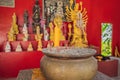 Burning praying with joss stick at Buddhist temple Royalty Free Stock Photo