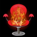 Burning Red Armchair with Fire Flame Background Royalty Free Stock Photo