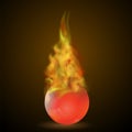 Burning Red Ball on Fire Flame Royalty Free Stock Photo