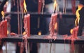 Burning red candals in temple